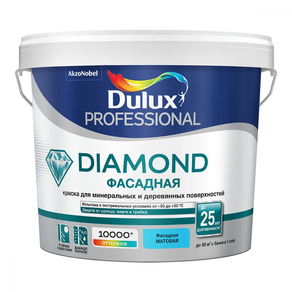 Краска Luxium Diamond Фасадная гладкая, матовая BC 4,5л: фотография 1