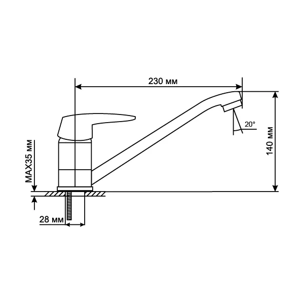Смеситель для кухни 40k MIXLINE ML08-03 (без подводки): фотография 2 превью
