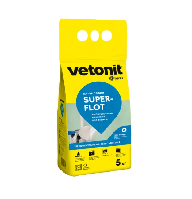 Шпатлевка высокопрочная Vetonit (Gyproc) Superflot 5кг: фотография 1