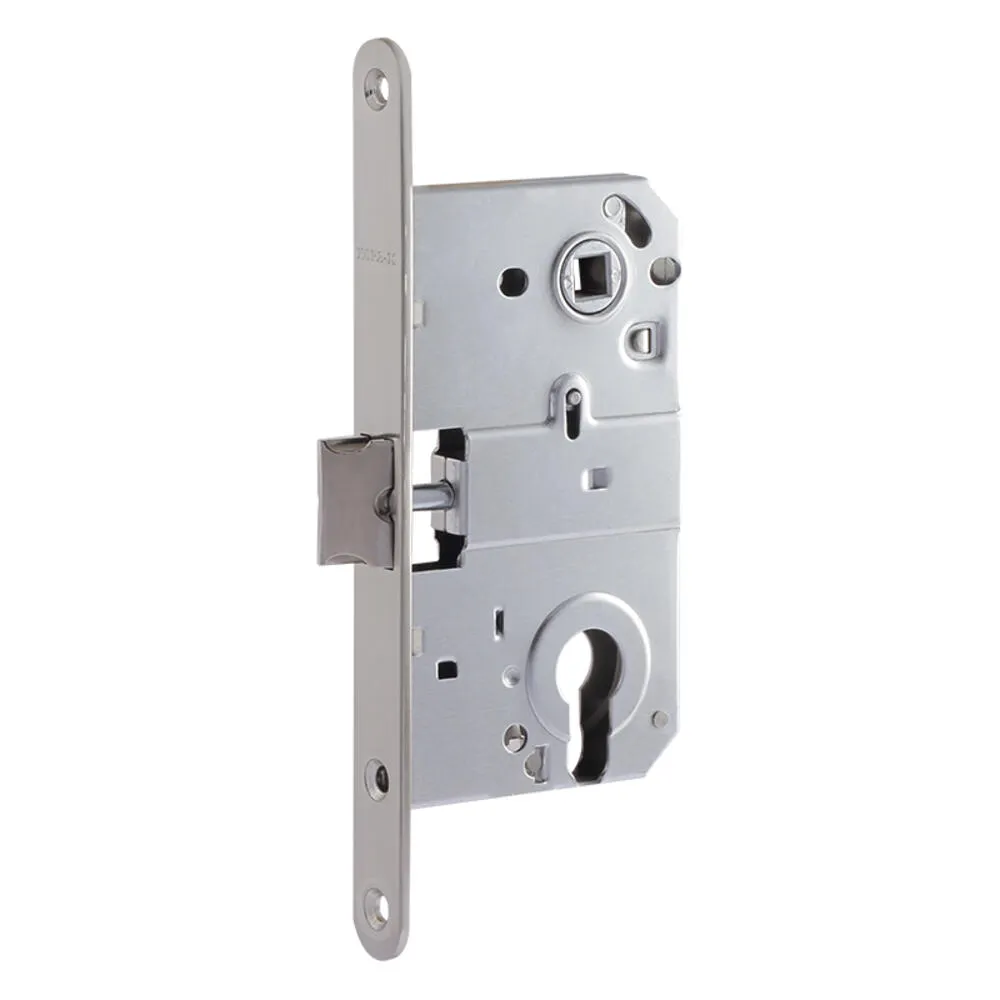 Замок М 25-85мм под цилиндр с металлическим язычком матовый никель, без ...