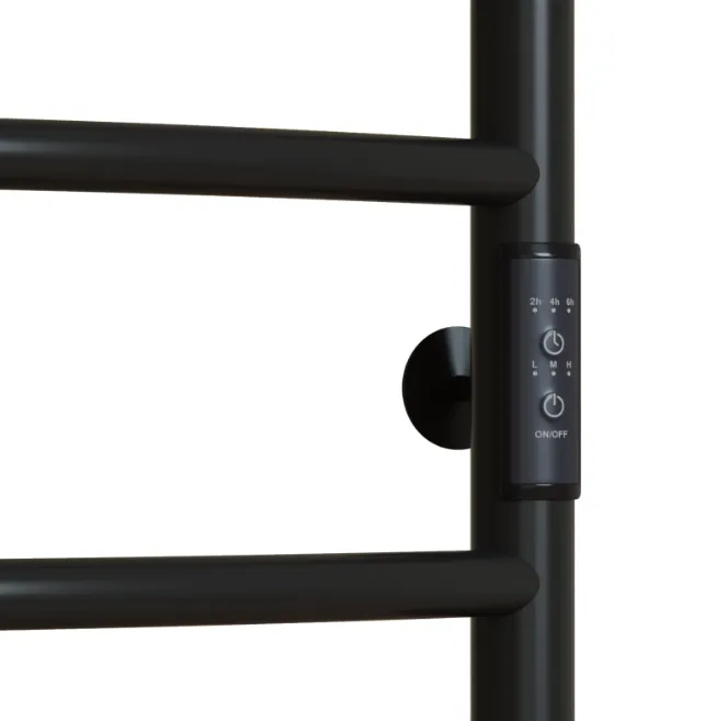 Полотенцесушитель Mixline Vega 80х50 таймер, 318 Вт, 5 перекладин + полка, электрический черный: фотография 2 превью