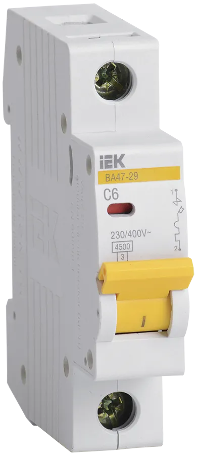 Автоматический выключатель ВА47-29 1P C 6А 4,5кА IEK MVA20-1-006-C: фотография 1