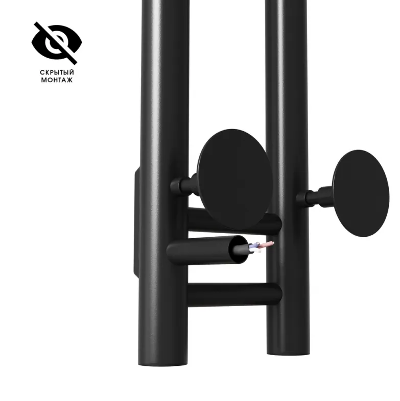 Полотенцесушитель Mixline Moon Black 120/10 таймер, 103 Вт электрический черный: фотография 3 превью