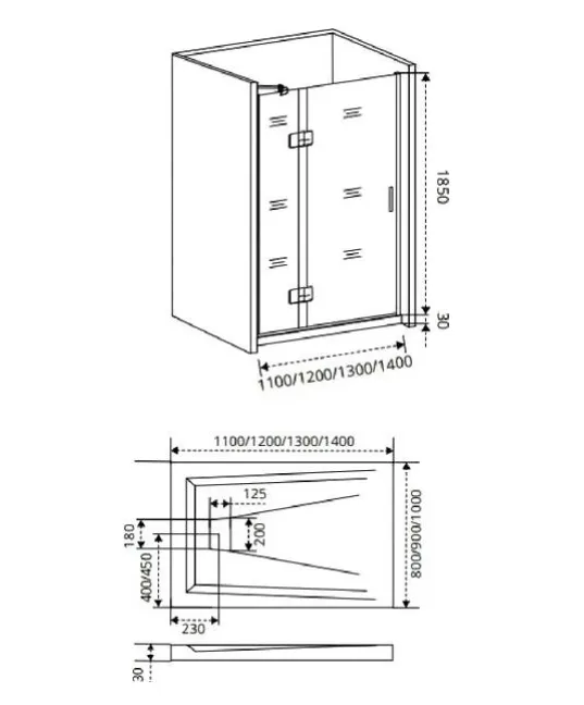 Душевое ограждение SATURN WTW-120-C-CH-L левое: фотография 3 превью