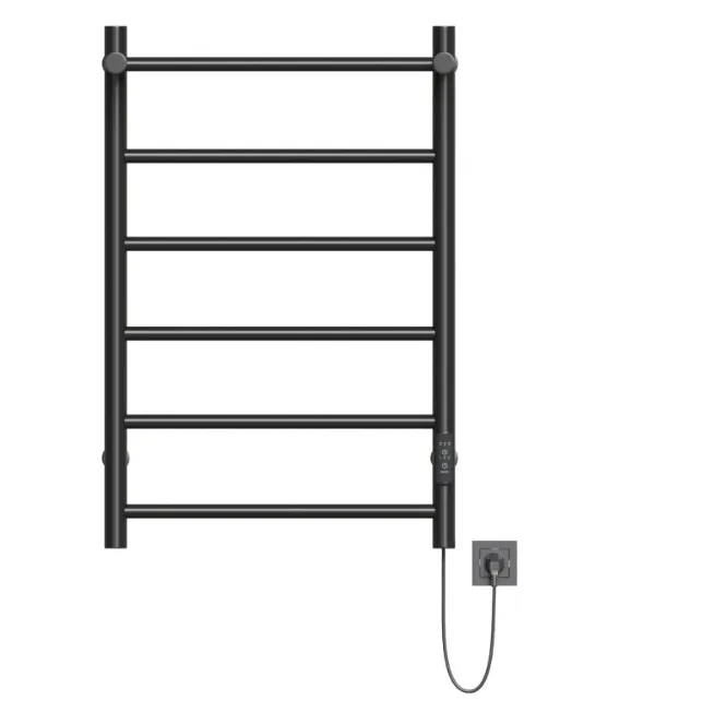 Полотенцесушитель Mixline Vega 80х50 таймер, 318 Вт, 5 перекладин + полка, электрический черный: фотография 1 превью
