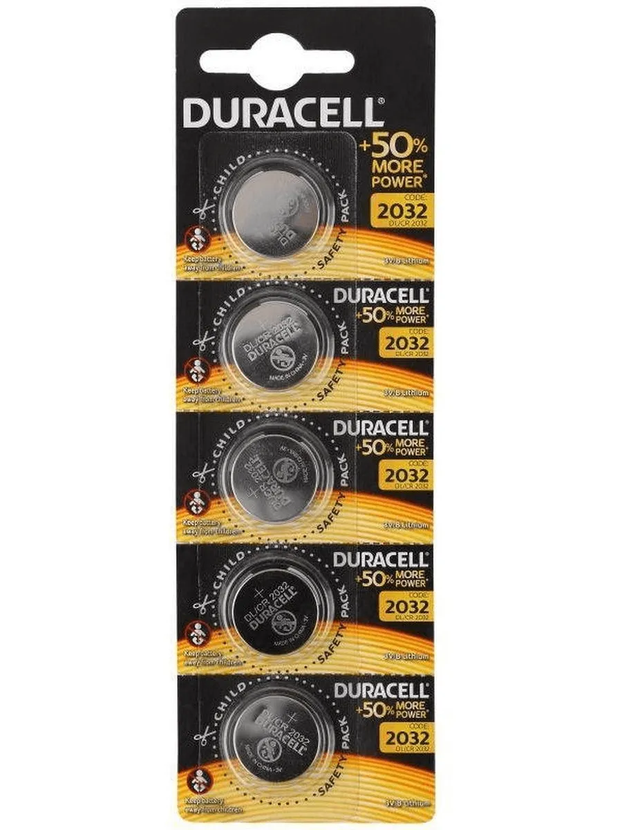 Элемент питания CR2032 5х1 (блист. 20шт) Duracell Б0035495: фотография 1