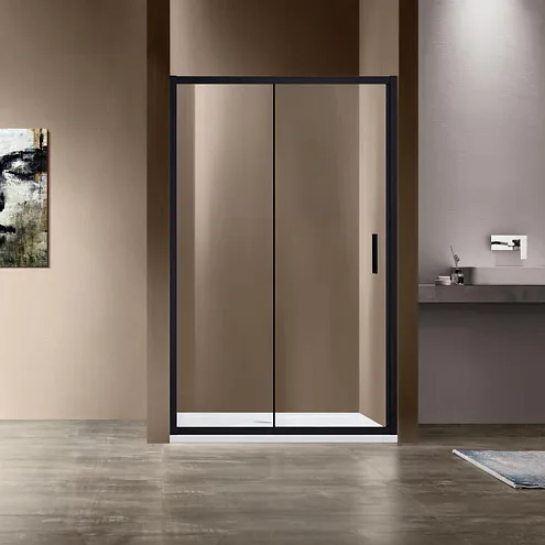 Душевая дверь Vincea Garda 145х190 VDS-1G145CLB, профиль черный, стекло прозрачное: фотография 1