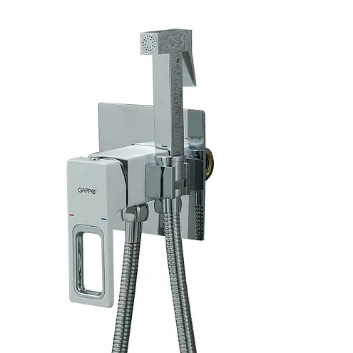 Смеситель с гигиеническим душем 35к G7217-8 GAPPO встраиваемый, БЕЛЫЙ-ХРОМ: фотография 1