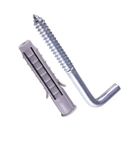 Крюк Г-образный  с дюбелем  6мм, 6шт: фотография 1