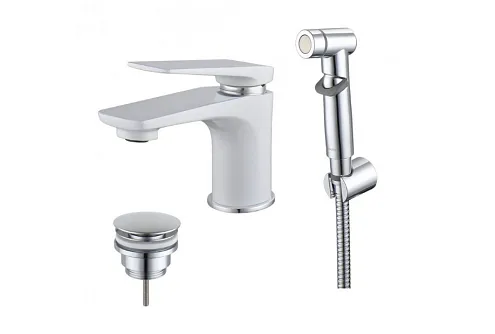 Смеситель Lemark "Аллегро" LM5916CW для умывальника и биде хром/белый: фотография 1