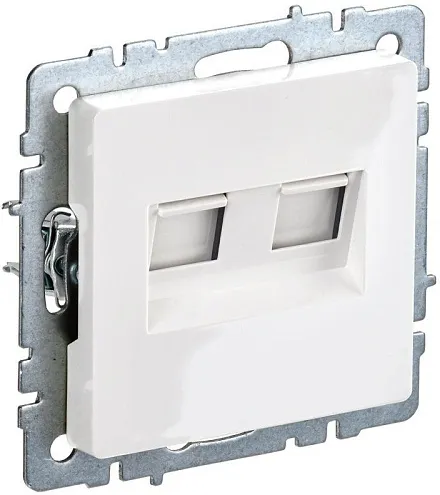 Розетка компьютерная двойная СП RJ45 кат.5E BRITE РК10-2-БрБ бел. IEK BR-K20-1-K01: фотография 1