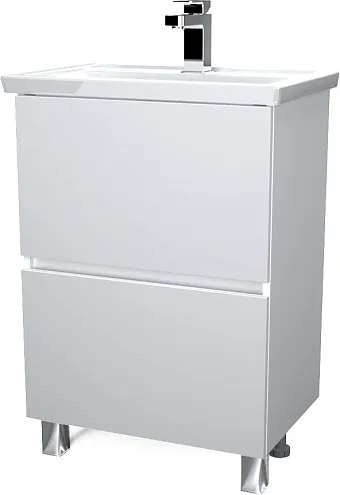 Тумба Aris 60Н 2 ящика Белый глянец: фотография 1