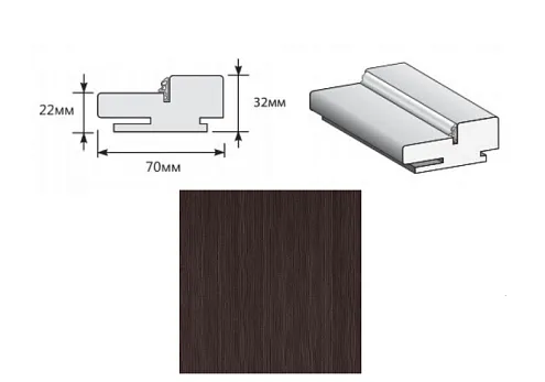Коробка "Т" ЭКО Wenge Melinga МДФ 2070х70х32 (у,п) : фотография 1