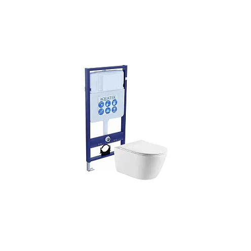 Комплект Set Aquatek ОБЕРОН унитаз Aquatek ОБЕРОН AQ1363W-00 +тонкое сиденье soft-close+инсталляция Aquatek INS-0000012: фотография 1