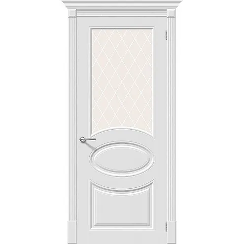 Дверь эмаль Скинни-21 Whitey со стеклом White Сrystal 2000х800: фотография 1