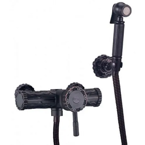 Смеситель Lemark "Жасмин" LM6618ORB настенный с гигиеническим душем черная бронза: фотография 1