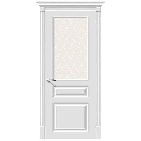 Дверь эмаль Скинни-15.1 Whitey со стеклом White Сrystal 2000х900: фотография 1