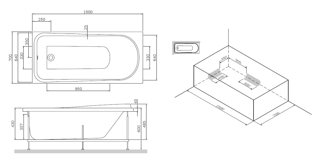 W80A-150-070W-P Like, панель фронтальная для ванны Like A0 150х70 см, шт: фотография 2 превью