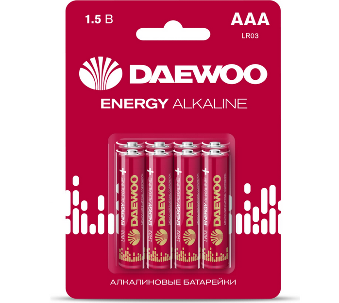 Элемент питания алкалиновый AAA/LR03 1.5В Energy Alkaline 2021 BL-8 (уп.8шт) DAEWOO 5031111: фотография 1 превью