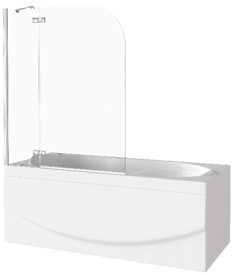 Шторка на ванну SCREEN 2Н-100-C-CH (1ств.распашная на петлях+неподвижная часть,стекло 5 мм): фотография 1