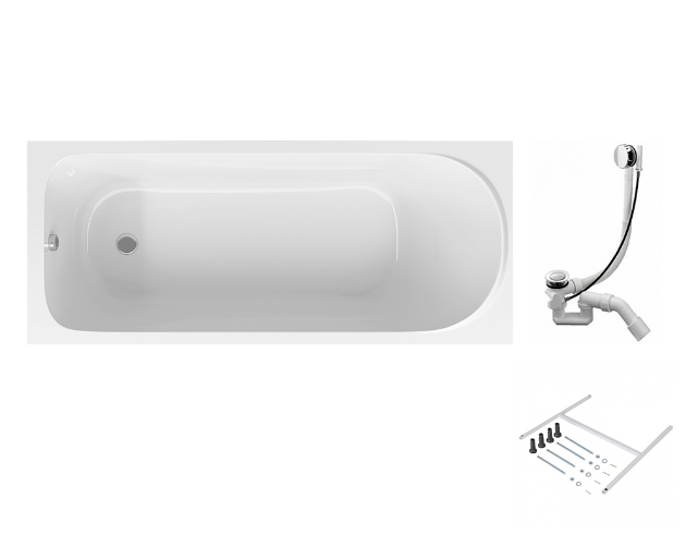 W75A-150-070W-KL Sense Ванна 150x70, каркас, слив-перелив, комплект: фотография 1