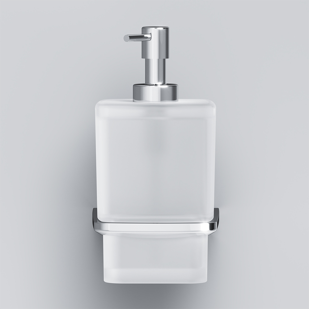 Стеклянный диспенсер для жидкого мыла с настенным держателем Inspire V2.0, хром: фотография 1 превью