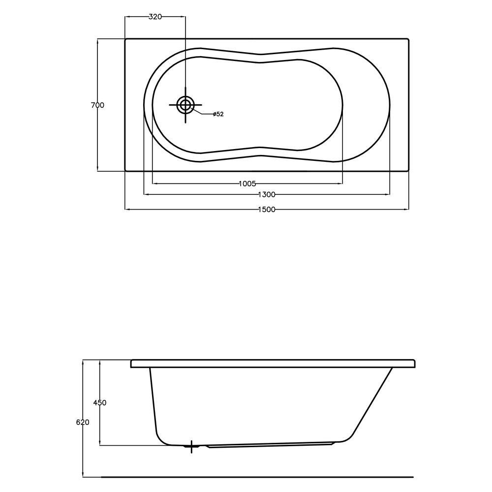 Ванна прямоугольная NIKE 150x70: фотография 1 превью