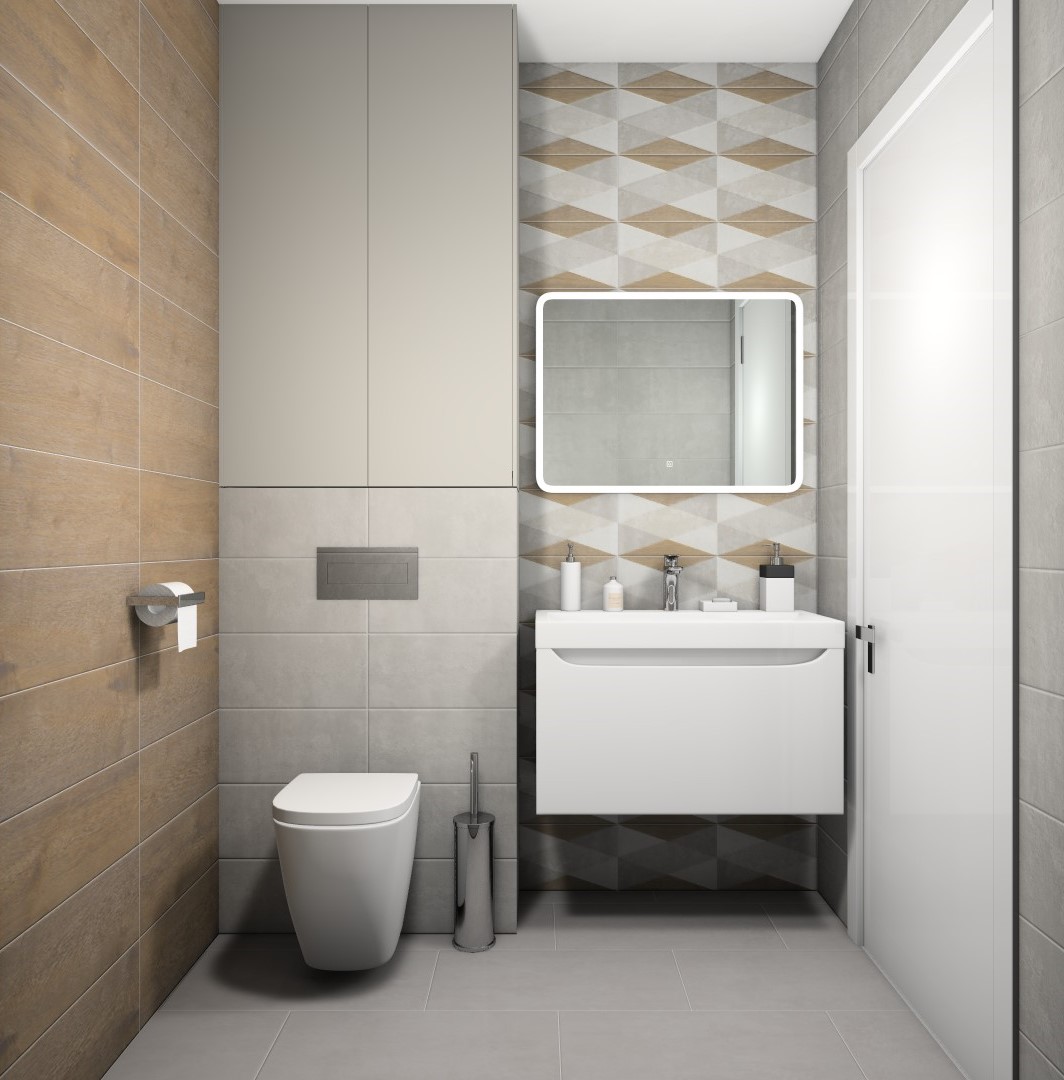 Дизайн-проект туалета 2,34 кв.м (коллекция Винтаж Вуд)