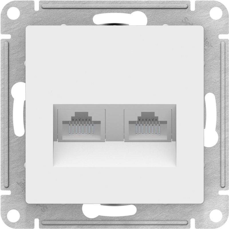 Механизм розетки компьютерной 2-м ATLAS DESIGN RJ45 + RJ45 кат.5e бел. SchE ATN000185: фотография 0