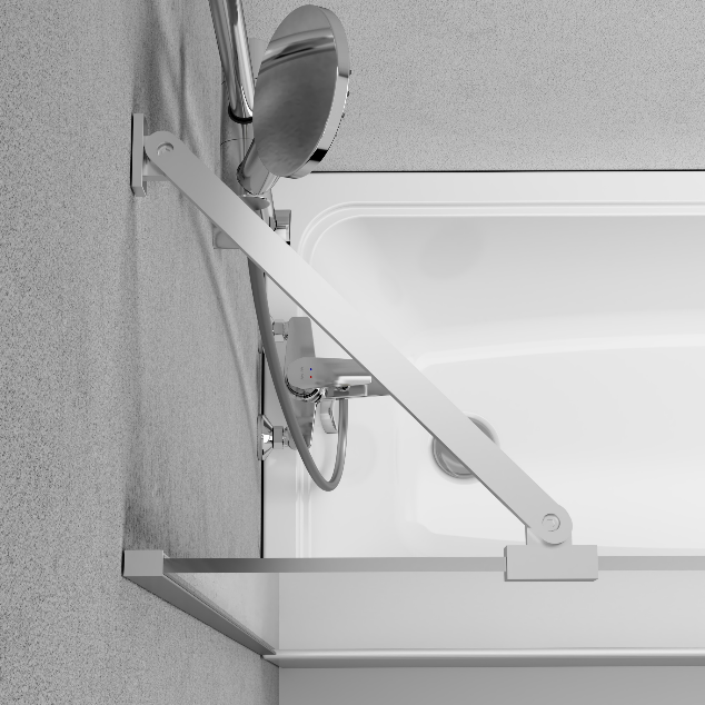 W90BS-080-140CM Gem шторка на борт ванны 80х140, фиксированная, хром, стекло матовое, с пристенным к: фотография 0