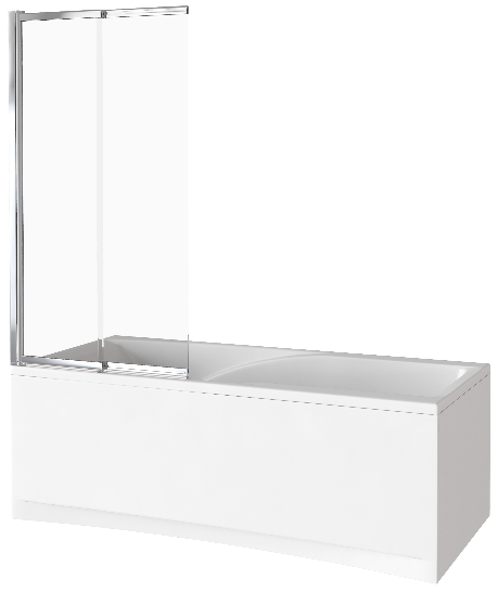 Шторка для ванны SCREEN SLR-80-C-CH (пристенный профиль с подъёмной петлей + слайдер на роликах, стекло 5 мм): фотография 1 превью