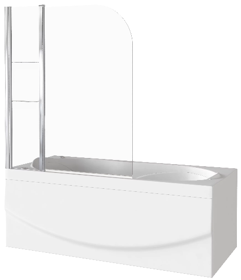 Шторка для ванны SCREEN HS-100-C-CH (1ств.распашная+неподвижная часть с полочками,стекло 6 мм): фотография 1 превью