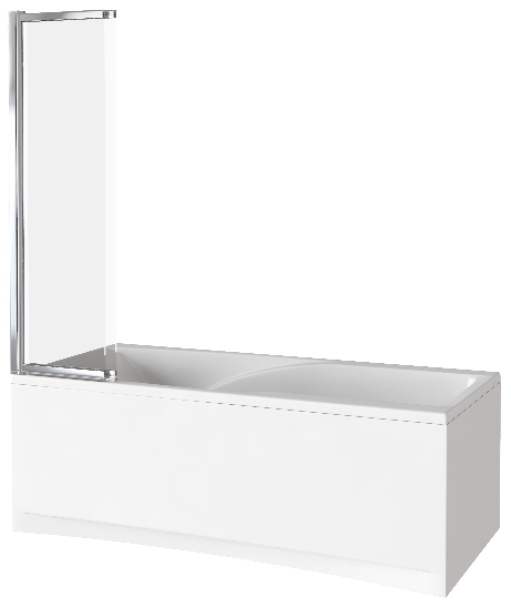 Шторка для ванны SCREEN SLR-80-C-CH (пристенный профиль с подъёмной петлей + слайдер на роликах, стекло 5 мм): фотография 0 превью