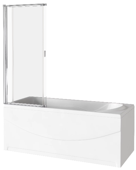 Шторка для ванны SCREEN SLR-100-C-CH (пристенный профиль с подъёмной петлей + слайдер на роликах, стекло 5 мм): фотография 0