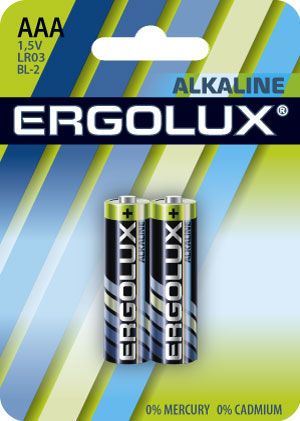 Элемент питания алкалиновый Ergolux AAA (2шт) LR03 BL-2: фотография 1