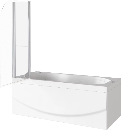 Шторка для ванны SCREEN HS-100-C-CH (1ств.распашная+неподвижная часть с полочками,стекло 6 мм): фотография 0 превью
