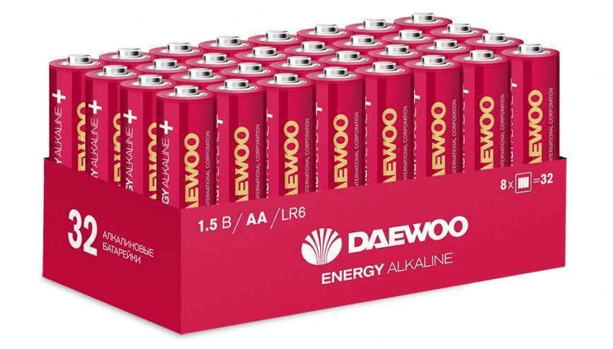 Элемент питания алкалиновый AA/LR6 1.5В Energy Alkaline 2021 Pack-32 (уп.32шт) DAEWOO 5030053: фотография 1