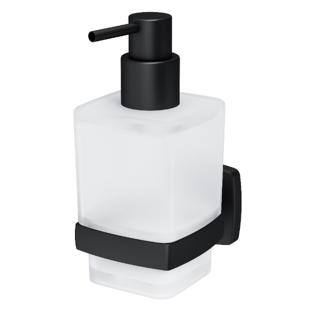 Стеклянный диспенсер для жидкого мыла с настенным держателем Gem, черный: фотография 1