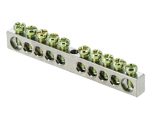 Шина PEN &quot;ноль-земля&quot; 6х9 10 отверст. цинк крепеж по центру PROxima EKF sn1-63-10: фотография 1