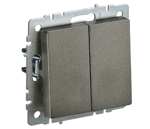 Выключатель 2-клавишный BRITE 10А ВС10-2-0-БрТБ механизм темная бронза IEK BR-V20-0-10-K45: фотография 1