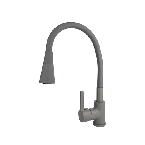 Смеситель для кухни с гибким изливом Sanday SD386765-09 серый: фотография 1