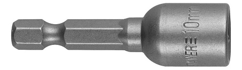 Бита NutDriver 10мм, с торцевой головкой, магнитная, 50мм, СrV сталь, Е 1/4&quot;: фотография 1