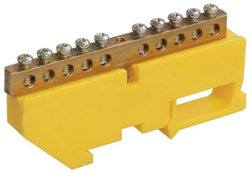 Шина PE &quot;земля&quot; на DIN-изол. ШНИ-6х9-10-Д-Ж IEK YNN10-69-10D-K05: фотография 1