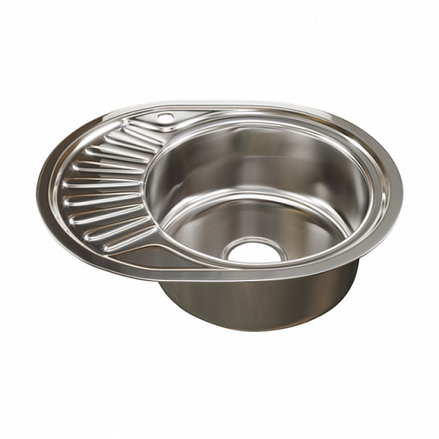 Мойка овал 450х570 правый выпуск 3 1/2" MIXLINE 160 мм с сифоном без гофры: фотография 1