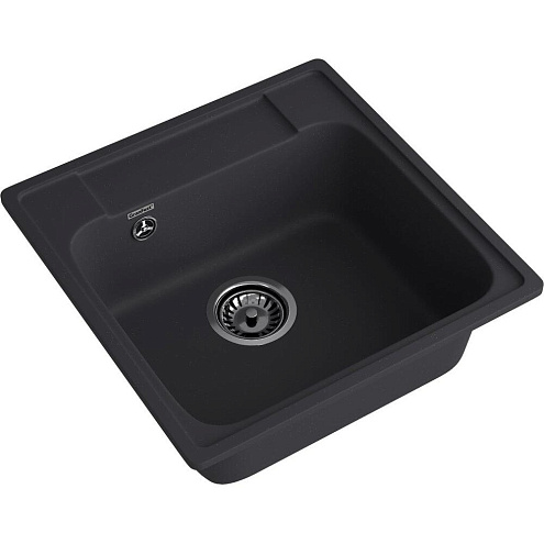 Мойка GRANFEST QUARZ 48  1 чаша 480х480 мм черный без сифона: фотография 1