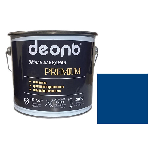 Антикоррозионная глянцевая эмаль PREMIUM ДЕОЛЬ Синяя RAL 5010 2,7л : фотография 1