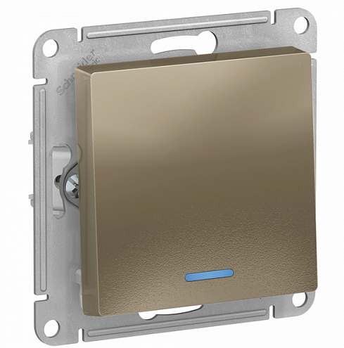Механизм выключателя 1-кл. ATLAS DESIGN с подсветкой (сх.1а) 10АХ шампань SchE ATN000513: фотография 1