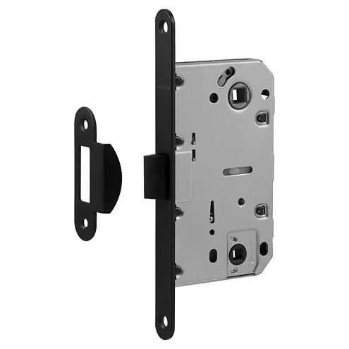 Замок М 13П-96 мм под фиксатор с пластиковым язычком с ответной планкой чёрный: фотография 1