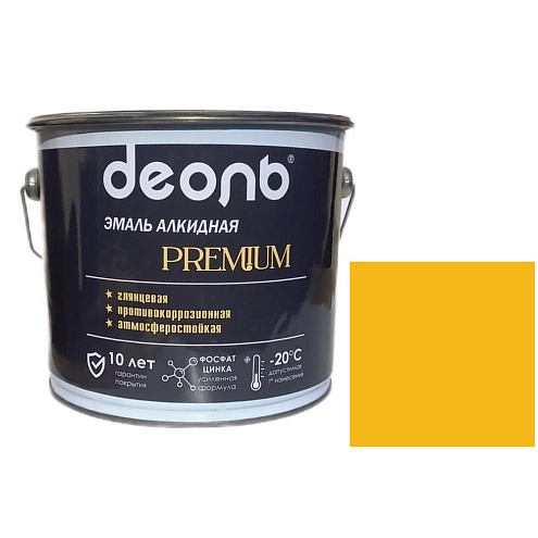 Антикоррозионная глянцевая эмаль PREMIUM ДЕОЛЬ Желтая RAL 1003 2,7л: фотография 1