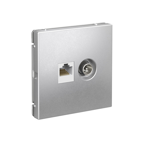 Розетка компьютерная + телевизионная двойная ArtGallery RJ45 + TV кат.5E алюминий Systeme Electric GAL000389: фотография 1